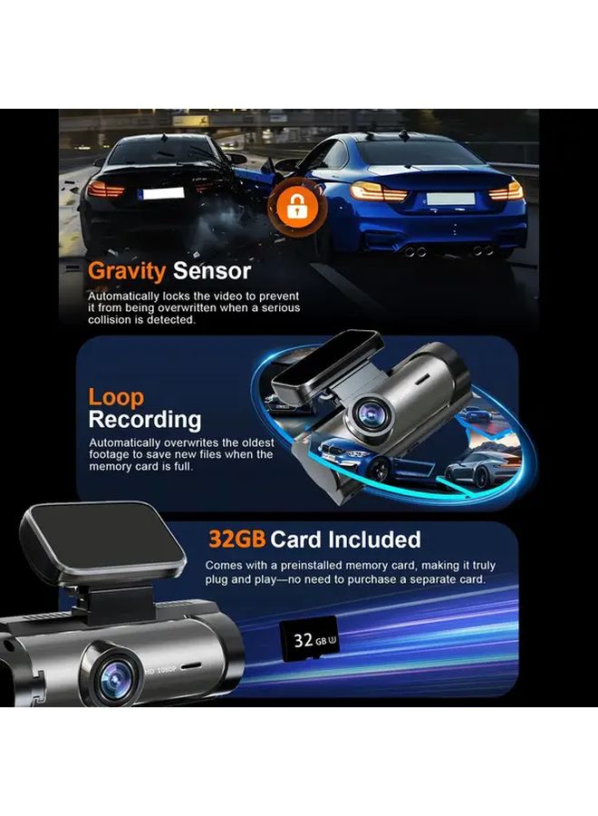 Dual Lens Dash Cam Front And Rear With 32GB Card 1080P 170 Degree Wide Angle Night Vision - Image 5